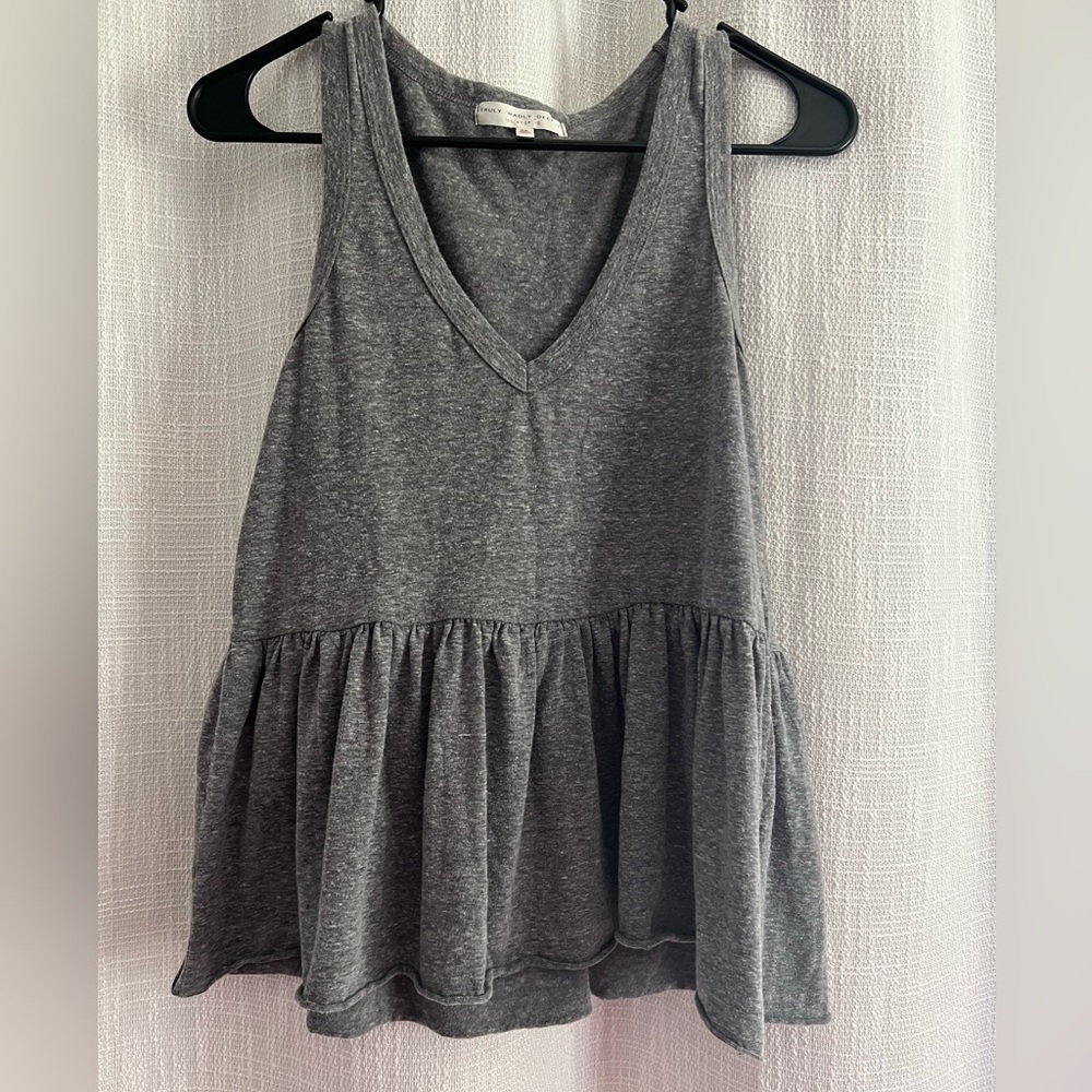 Truly Madly Deeply Gray V Neck Tank